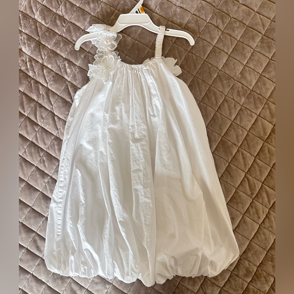 Zara White Ruched Tiered Sundress